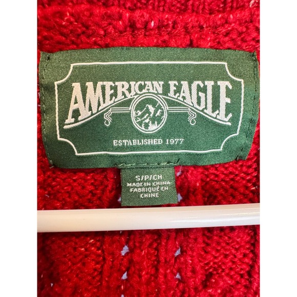 American Eagle Womens S Cable Knit Cardigan Sweater V-Neck Cropped Academia - Picture 2 of 8